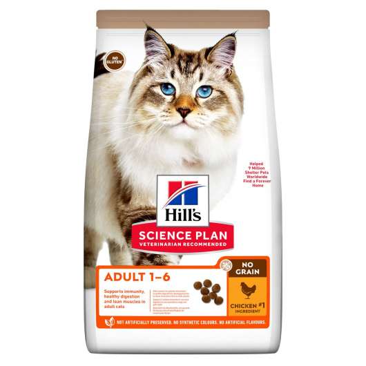 Adult Cat No Grain torrfoder med kyckling för katt - 1,5 kg