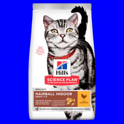 Adult Hairball & Indoor torrfoder med kyckling för katt - 10 kg