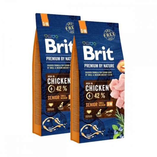 Brit Premium By Nature Dog Senior Small & Medium Chicken 2x15 kg