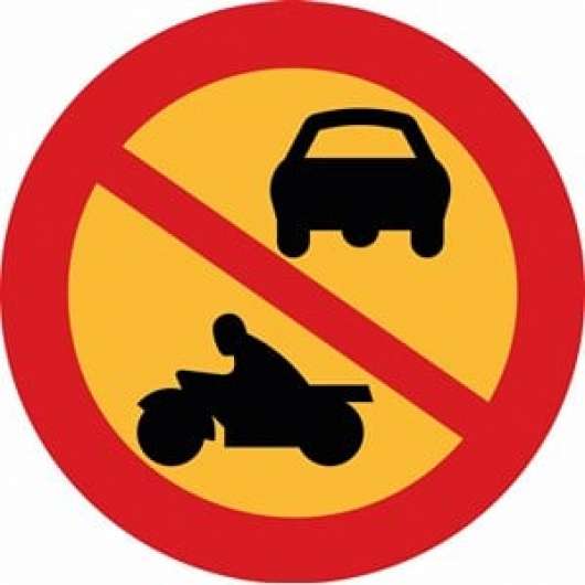 Förbudsskylt mot trafik med annat motordrivet fordon än moped klass II