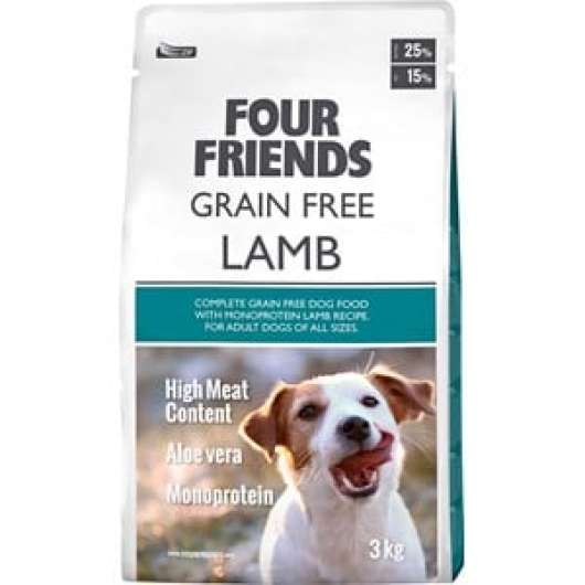 Hundfoder Four Friends Grain Free Lamm, 3 kg