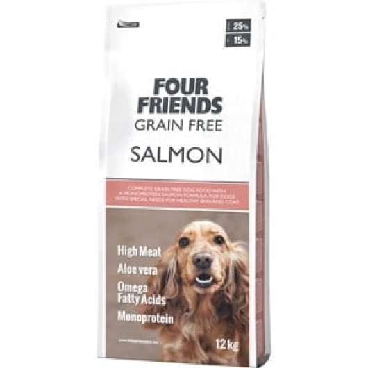 Hundfoder Four Friends Grain Free Salmon, 12 kg