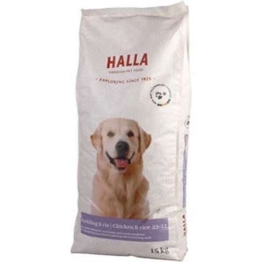 Hundfoder Halla Kyckling och Ris, 15 kg