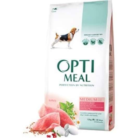Hundfoder Optimeal Adult & Senior Medium Breed Turkey with Digestive Care, 12 kg