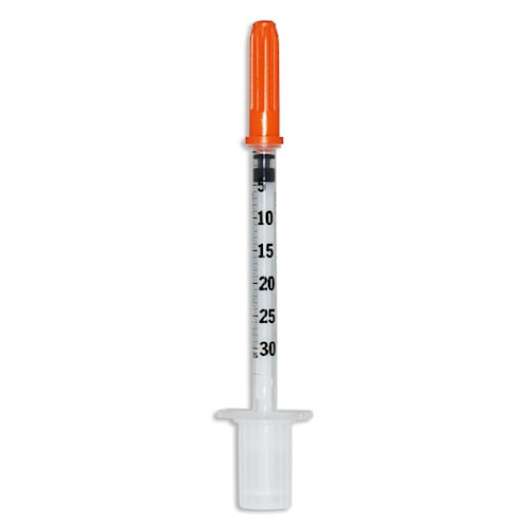 Insulinspruta 100IE 0,3 ml med kanyl 0,3x8 mm /100 st