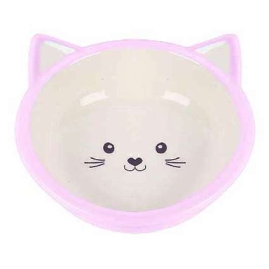 Kattskål i keramik - Rosa