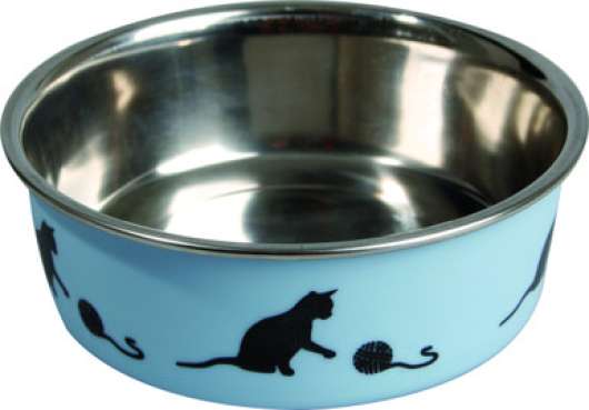 Matskål kattmotiv - Ljusblå