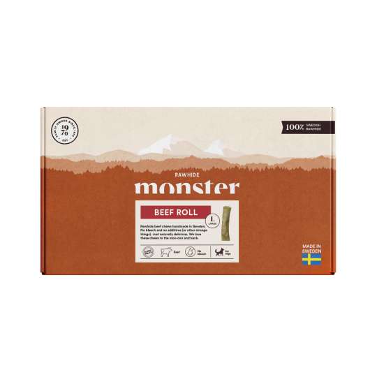 Monster Hundgodis Rawhide Beef Roll Box - Large