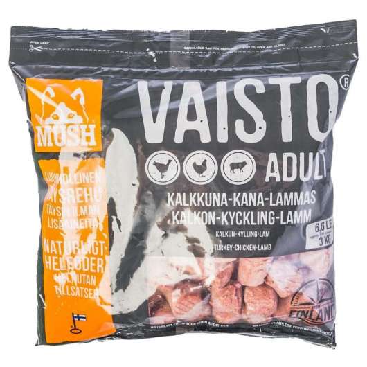 MUSH Vaisto® Grå Kalkon, Kyckling & Lamm 3 kg
