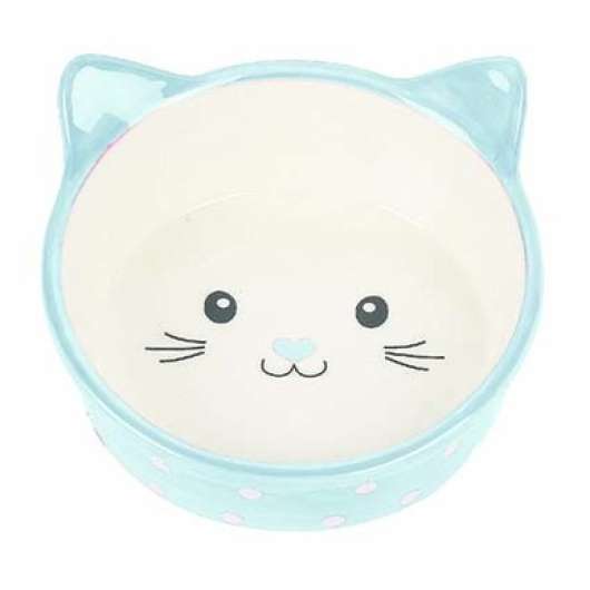 Prickig kattskål i keramik