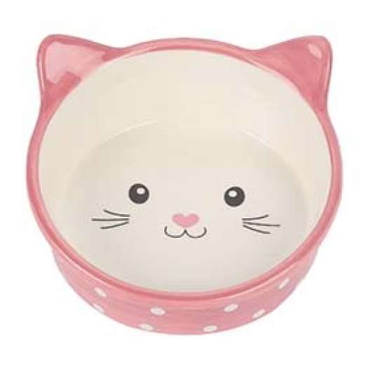 Prickig kattskål i keramik - Rosa