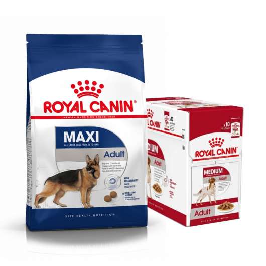 Royal Canin Maxi Adult Torrfoder 15 kg + Multipack Våtfoder