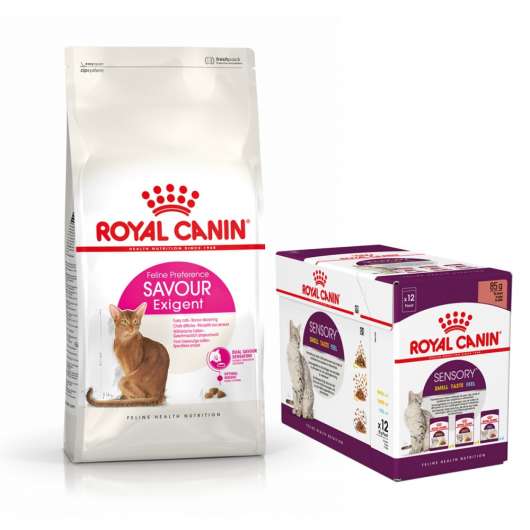 Royal Canin Savour Exigent Torrfoder 10 kg + Royal Canin Sensory Mixed Box Gravy Multipack Våtfoder