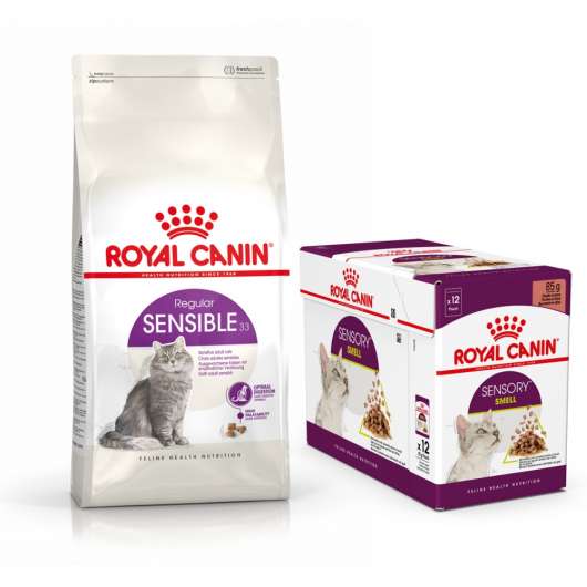Royal Canin Sensible Torrfoder 10 kg + Royal Canin Sensory Smell Gravy Multipack Våtfoder