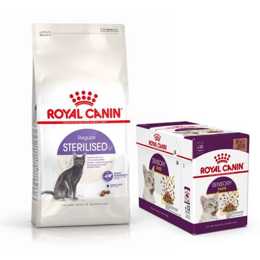 Royal Canin Sterilised Torrfoder 10 kg + Royal Canin Sensory Taste Gravy Multipack Våtfoder