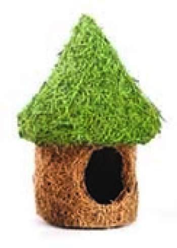 Smådjurshus i Bambu - Brunt hus med grönt tak