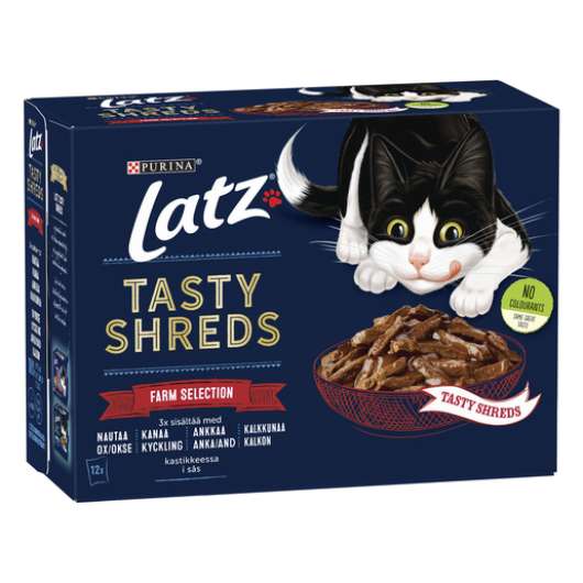 Tasty Shreds Farm Selection Våtfoder i Sås till Katt - 12 x 85 g