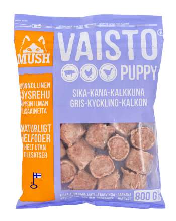 Vaisto® Köttbullar Puppy Gris-Kyckling-Kalkon - 4 st x 800 g