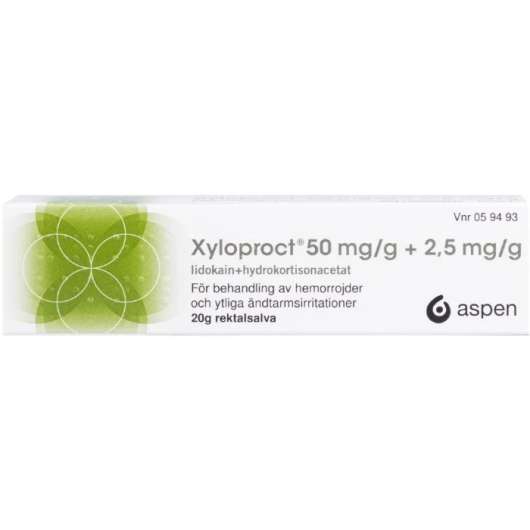 Xyloproct®. Rektalsalva, 50 mg/g + 2,5 mg/g - 20 g